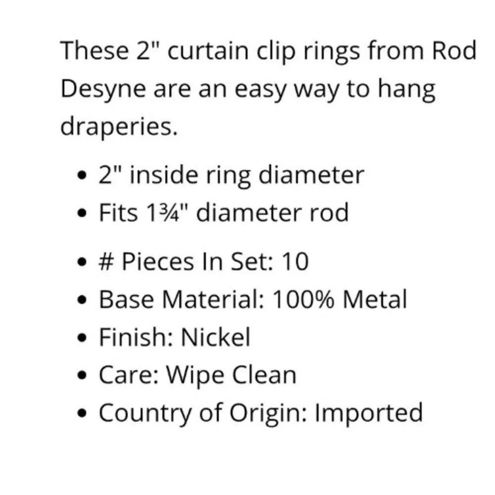 10pc Gunmetal Gray Metal Curtain Slider Rings with Alligator Clips 2 In Diameter